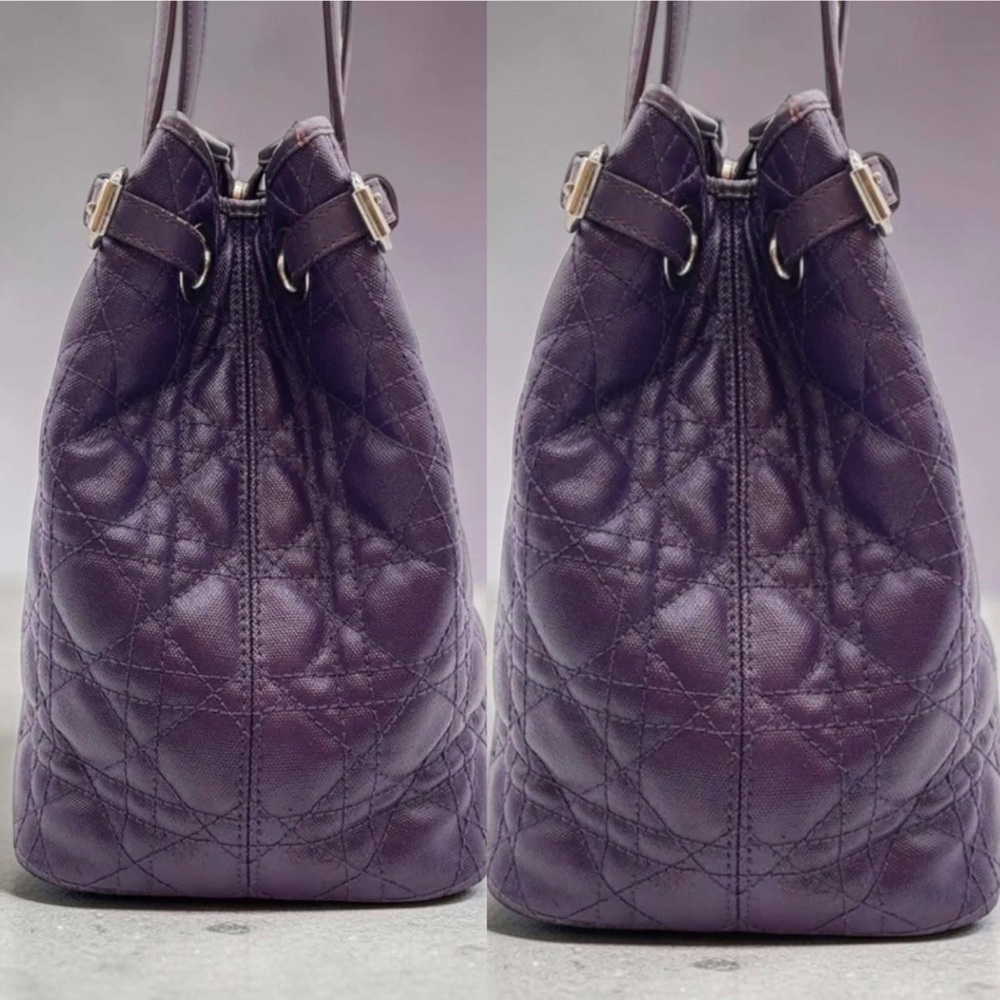 ❌SOLD❌Christian Dior Panarea Cannage Purple Tote Bag with Charm - Picture 9 of 15